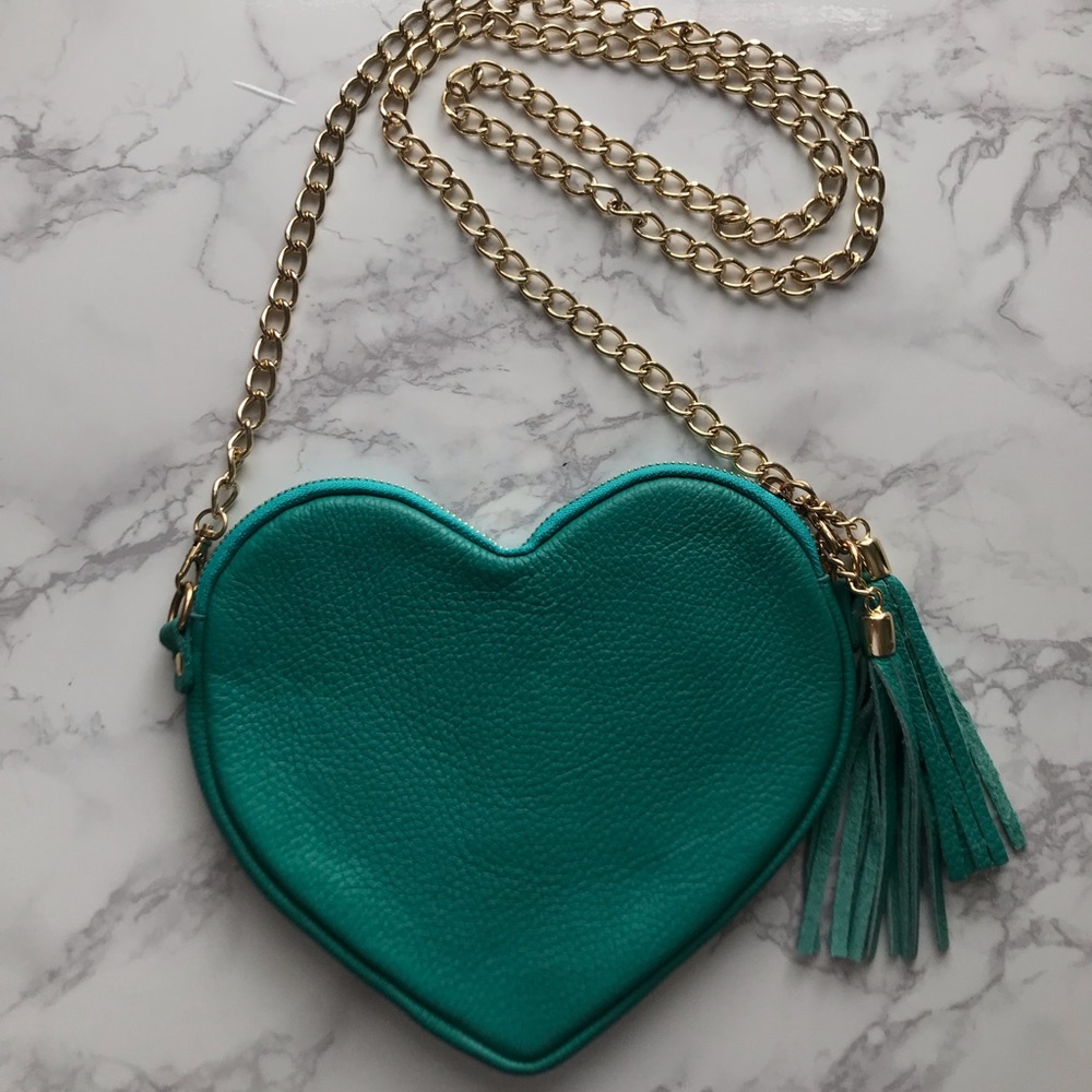 Genuine Leather Heart Shaped Crossbody Purse